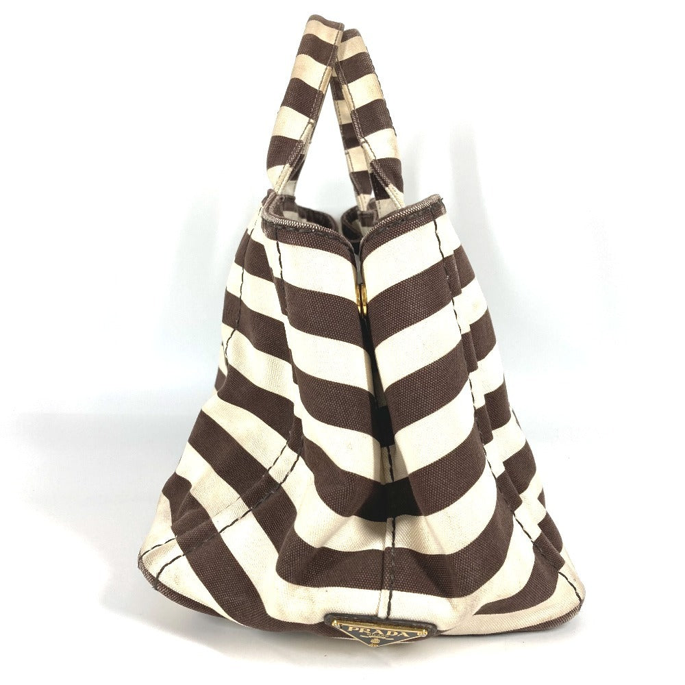 PRADA Kanapa Logo Border Bag Tote Bag Handbag Canvas Women's Brown