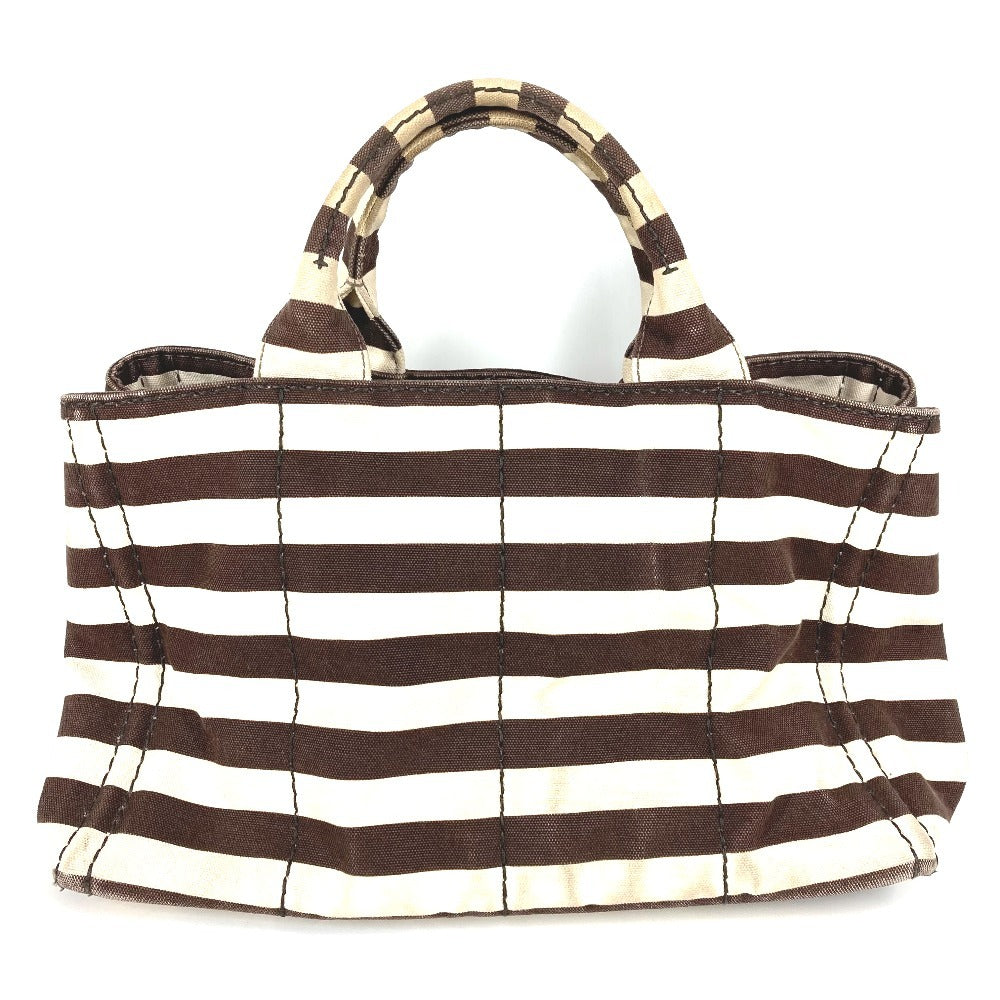PRADA Kanapa Logo Border Bag Tote Bag Handbag Canvas Women's Brown