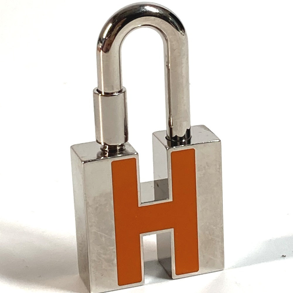 Hermes Cadena Padlock Charm H Logo Kunci Aksesori Loket Top Metal Women's Silver