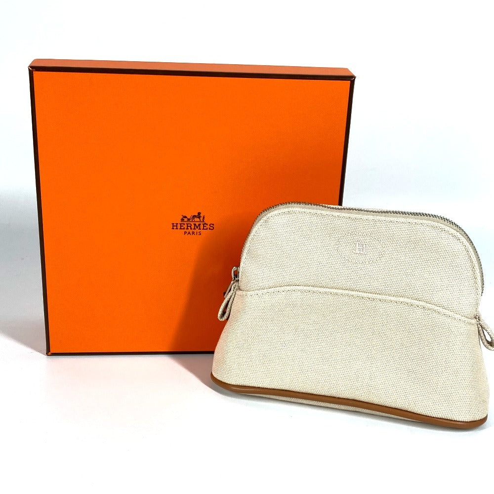 HERMES ボリードポーチミニミニ マルチポーチ メイクポーチ 化粧ポーチ ポーチ コットン ユニセックス アイボリー系
