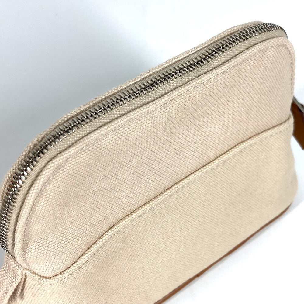 HERMES ボリードポーチミニミニ マルチポーチ メイクポーチ 化粧ポーチ ポーチ コットン ユニセックス アイボリー系