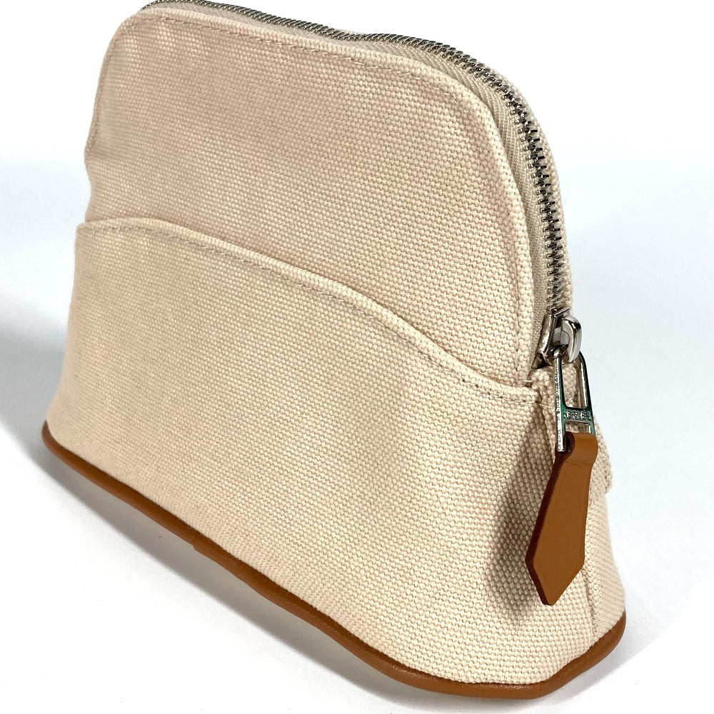 HERMES ボリードポーチミニミニ マルチポーチ メイクポーチ 化粧ポーチ ポーチ コットン ユニセックス アイボリー系