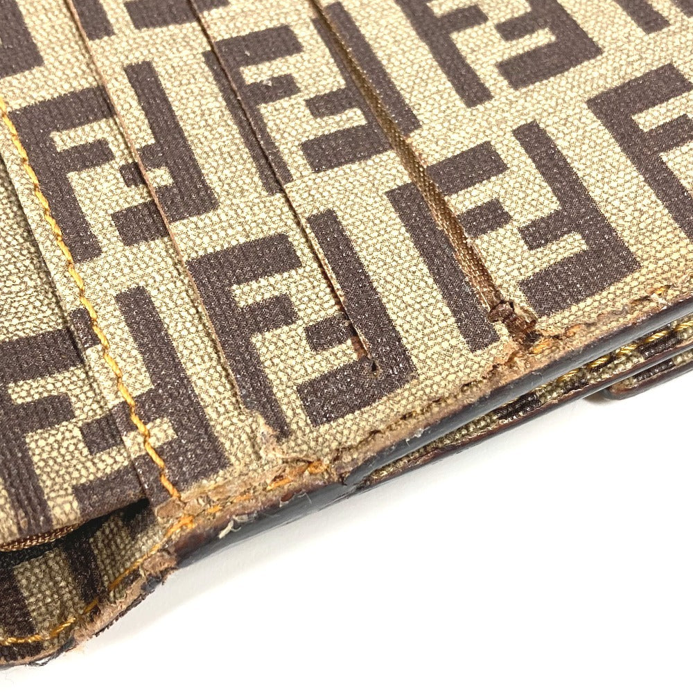 FENDI ズッカ ロゴ ズッキーノ コンパクトウォレット 2つ折り財布 レザー/PVC ユニセックス ブラウン