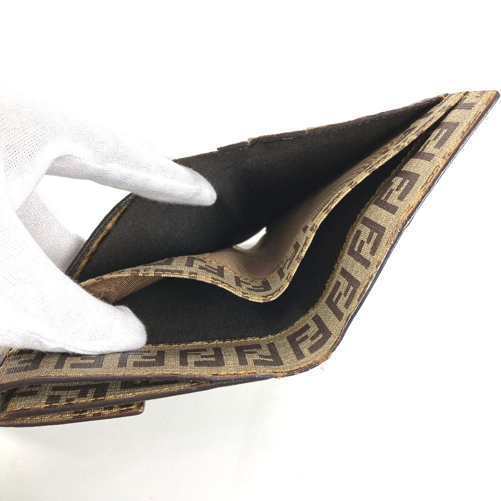 FENDI ズッカ ロゴ ズッキーノ コンパクトウォレット 2つ折り財布 レザー/PVC ユニセックス ブラウン