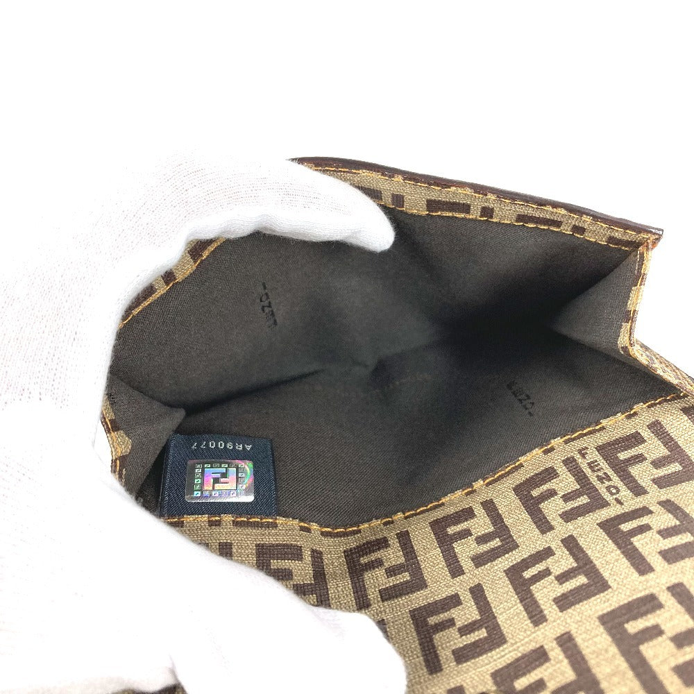 FENDI ズッカ ロゴ ズッキーノ コンパクトウォレット 2つ折り財布 レザー/PVC ユニセックス ブラウン