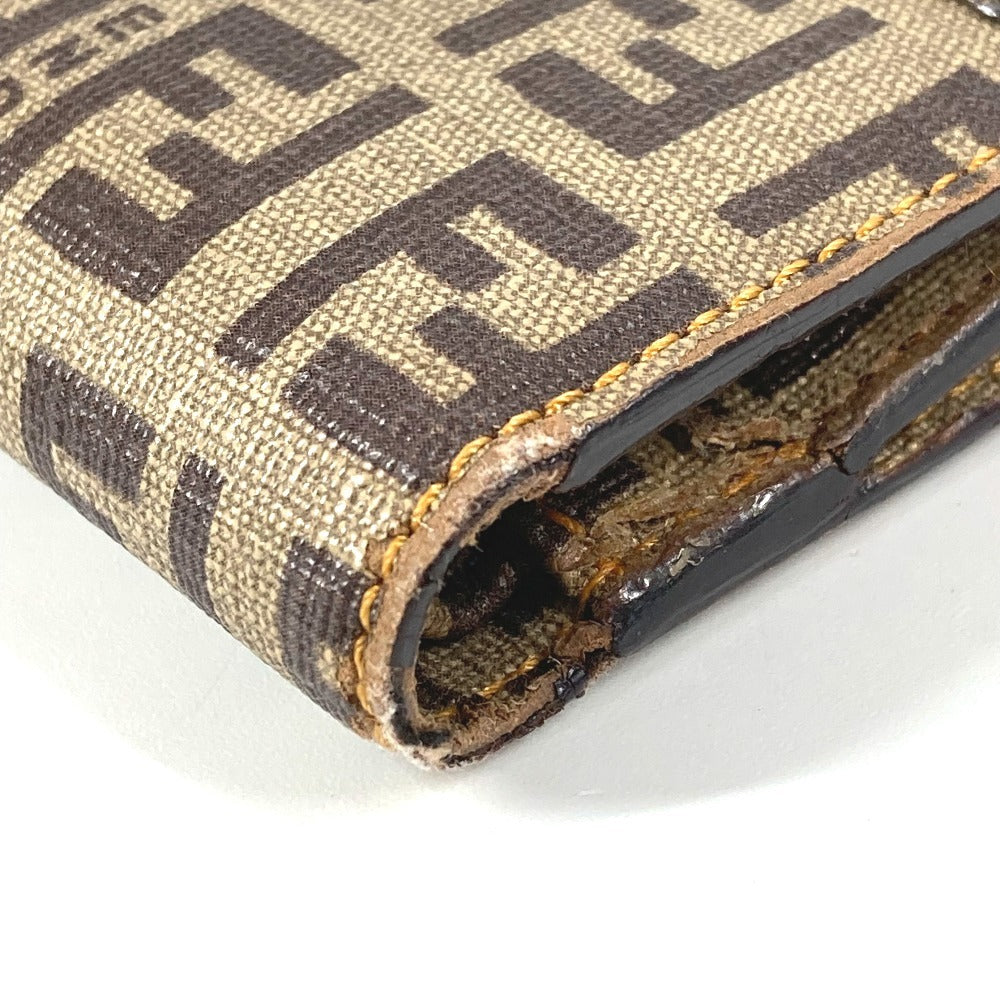 FENDI ズッカ ロゴ ズッキーノ コンパクトウォレット 2つ折り財布 レザー/PVC ユニセックス ブラウン