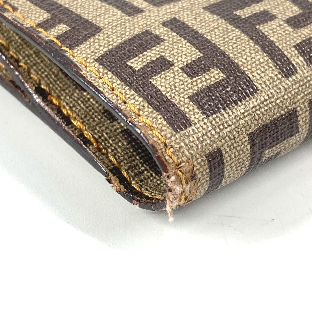 FENDI ズッカ ロゴ ズッキーノ コンパクトウォレット 2つ折り財布 レザー/PVC ユニセックス ブラウン