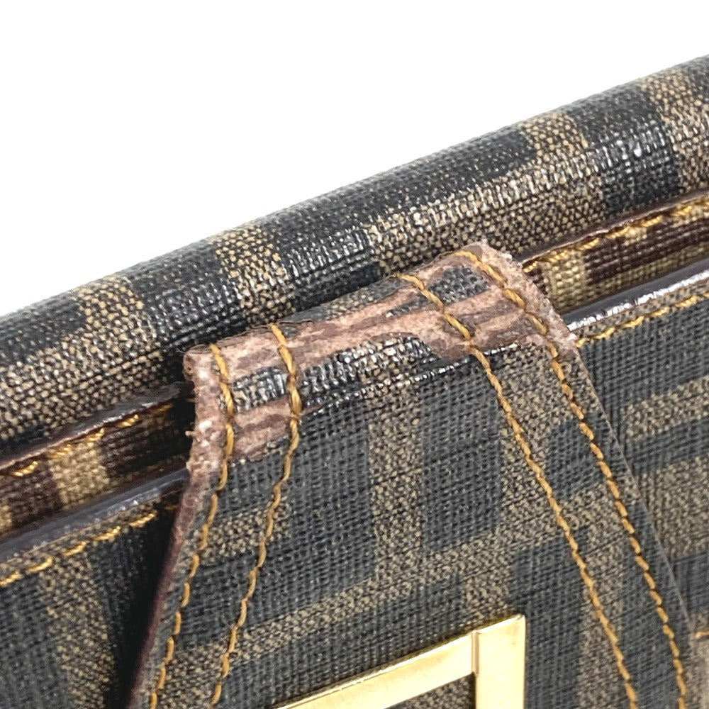 FENDI ズッカ ロゴ ズッキーノ コンパクトウォレット 2つ折り財布 レザー/PVC ユニセックス ブラウン