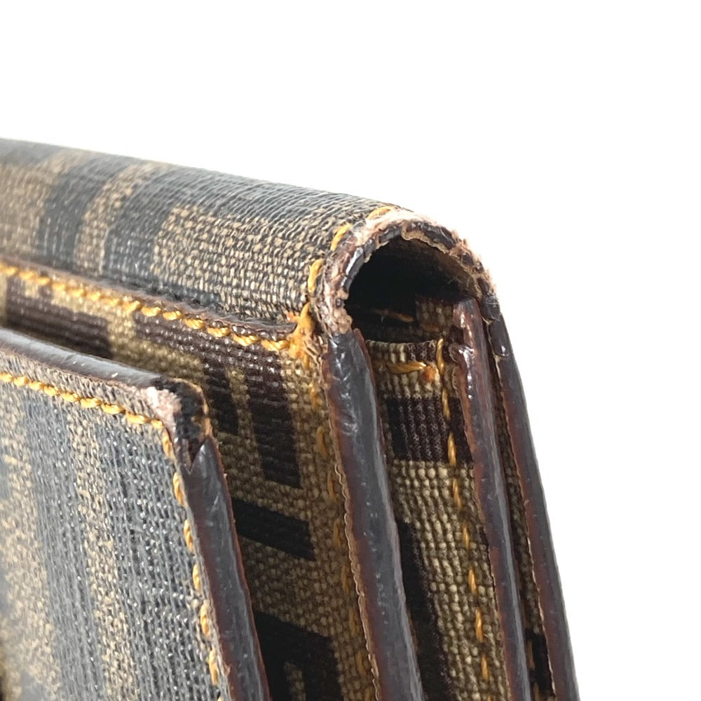 FENDI ズッカ ロゴ ズッキーノ コンパクトウォレット 2つ折り財布 レザー/PVC ユニセックス ブラウン