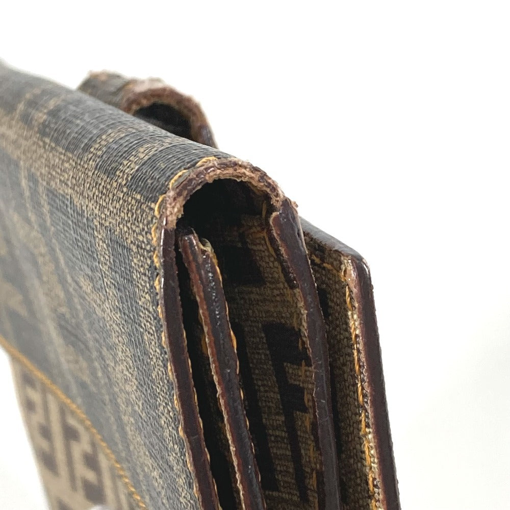 FENDI ズッカ ロゴ ズッキーノ コンパクトウォレット 2つ折り財布 レザー/PVC ユニセックス ブラウン