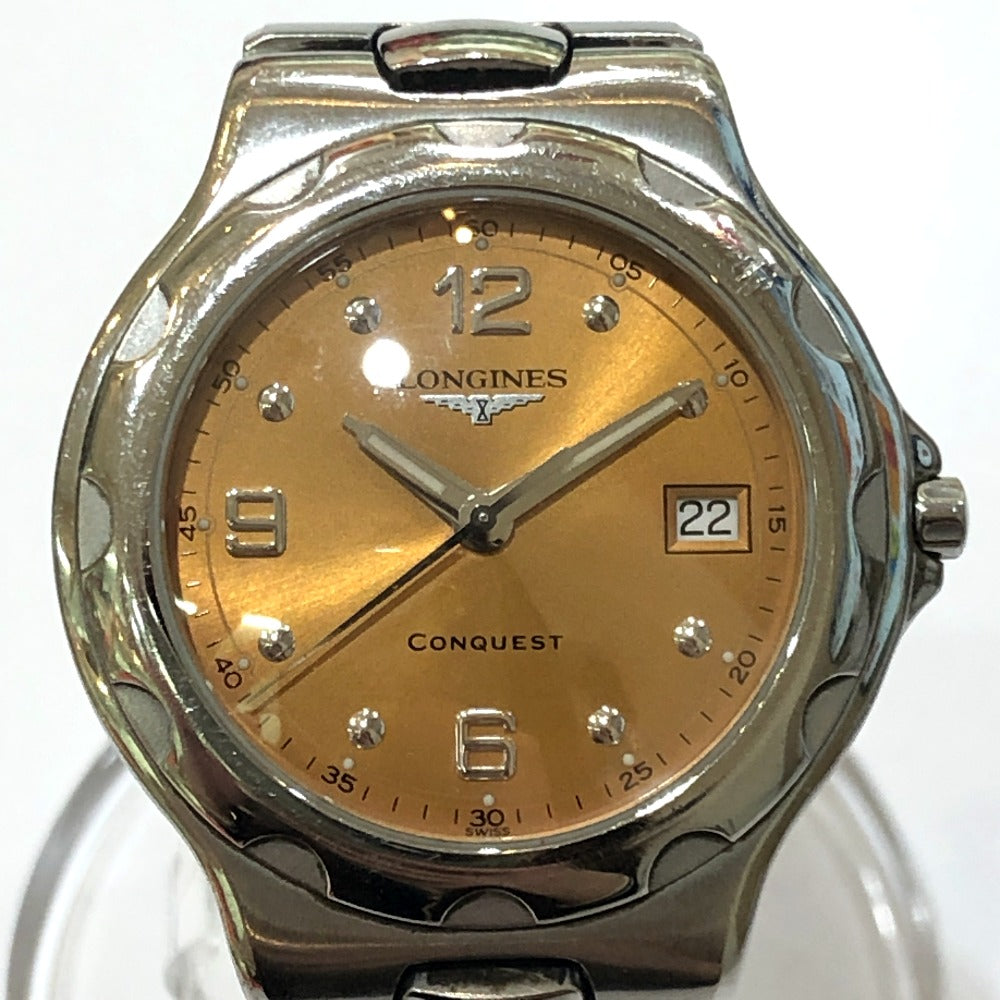 LONGINES L1.631.4 メンズウォッチ 時計 コンクエスト クォーツ ウォッチ ラウンドフェイス 腕時計 SS メンズ シルバー