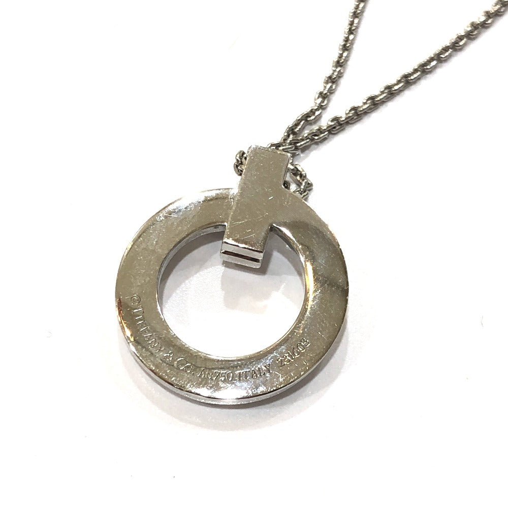 TIFFANY&Co. WG750 金 Tワン サークル ペンダント チェーンネックレス アクセサリー ジュエリー ネックレス Au750 レディース シルバー