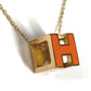 HERMES アクセサリー カージュドアッシュ Hキューブ Hロゴ チェーンネックレス ネックレス メタル ユニセックス オレンジ