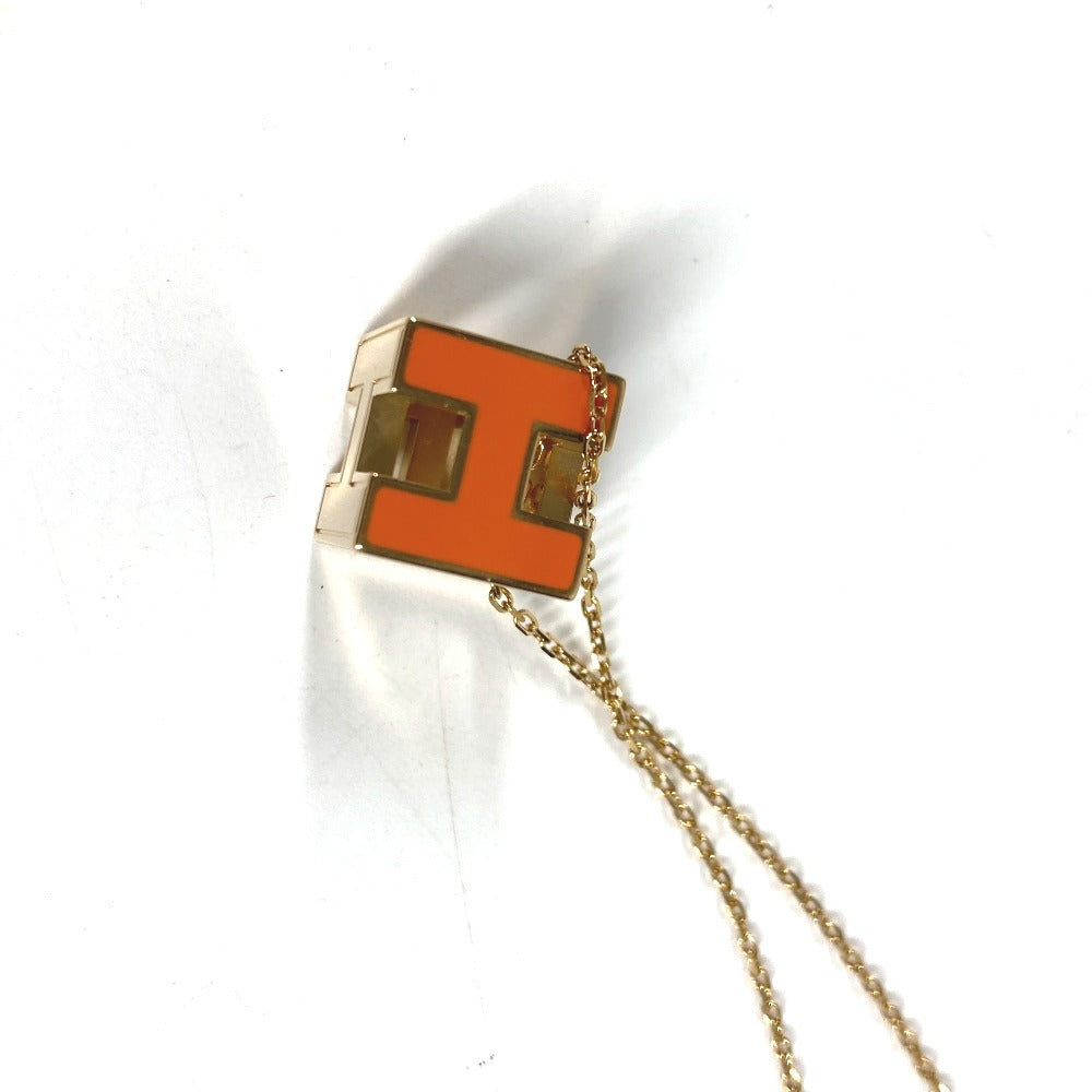 HERMES アクセサリー カージュドアッシュ Hキューブ Hロゴ チェーンネックレス ネックレス メタル ユニセックス オレンジ