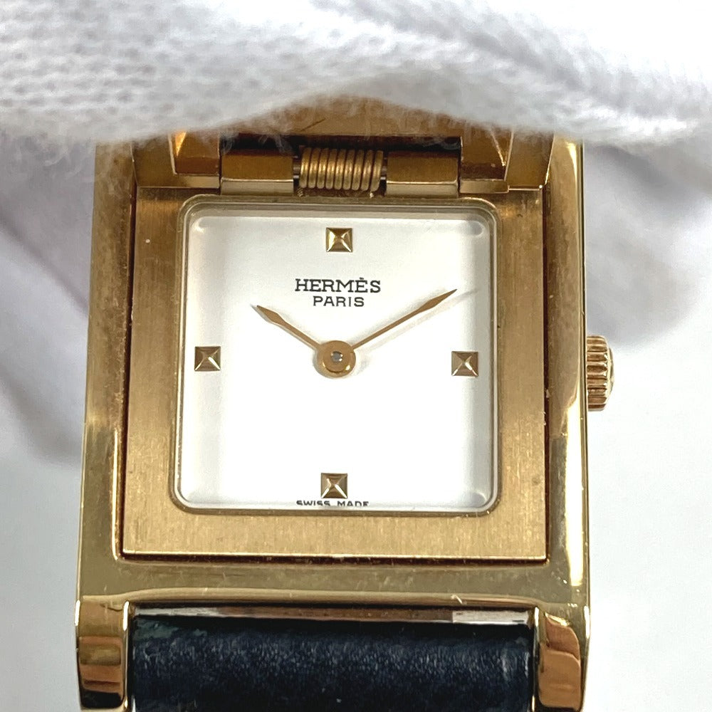 HERMES メドール クオーツ ブレスレットウォッチ ウォッチ 時計 腕時計 レザー ユニセックス ブラック