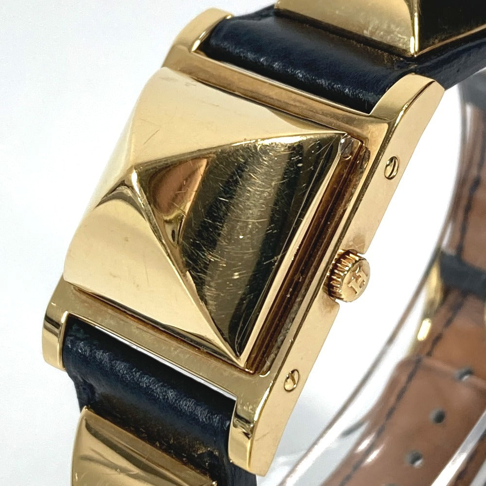 HERMES メドール クオーツ ブレスレットウォッチ ウォッチ 時計 腕時計 レザー ユニセックス ブラック