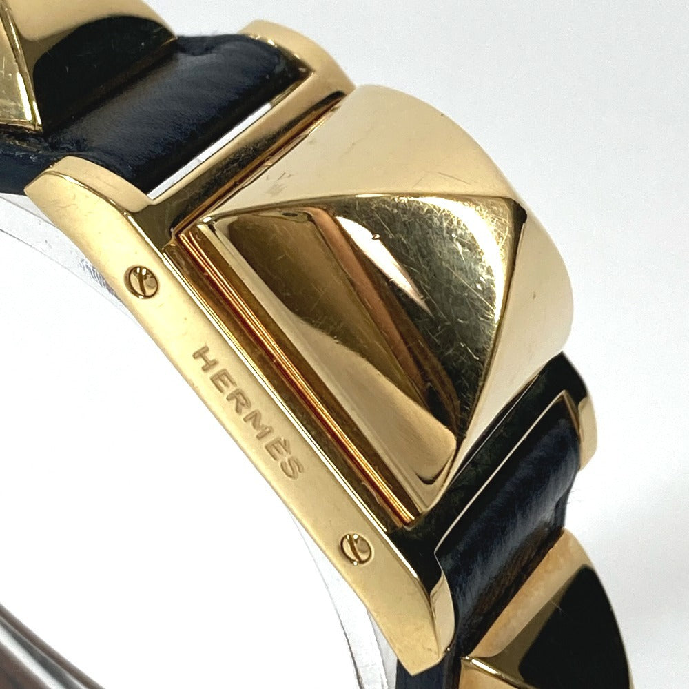 HERMES メドール クオーツ ブレスレットウォッチ ウォッチ 時計 腕時計 レザー ユニセックス ブラック