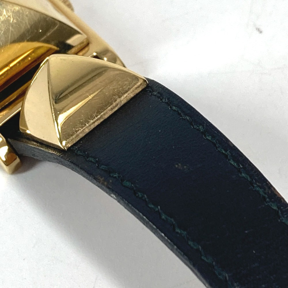 HERMES メドール クオーツ ブレスレットウォッチ ウォッチ 時計 腕時計 レザー ユニセックス ブラック