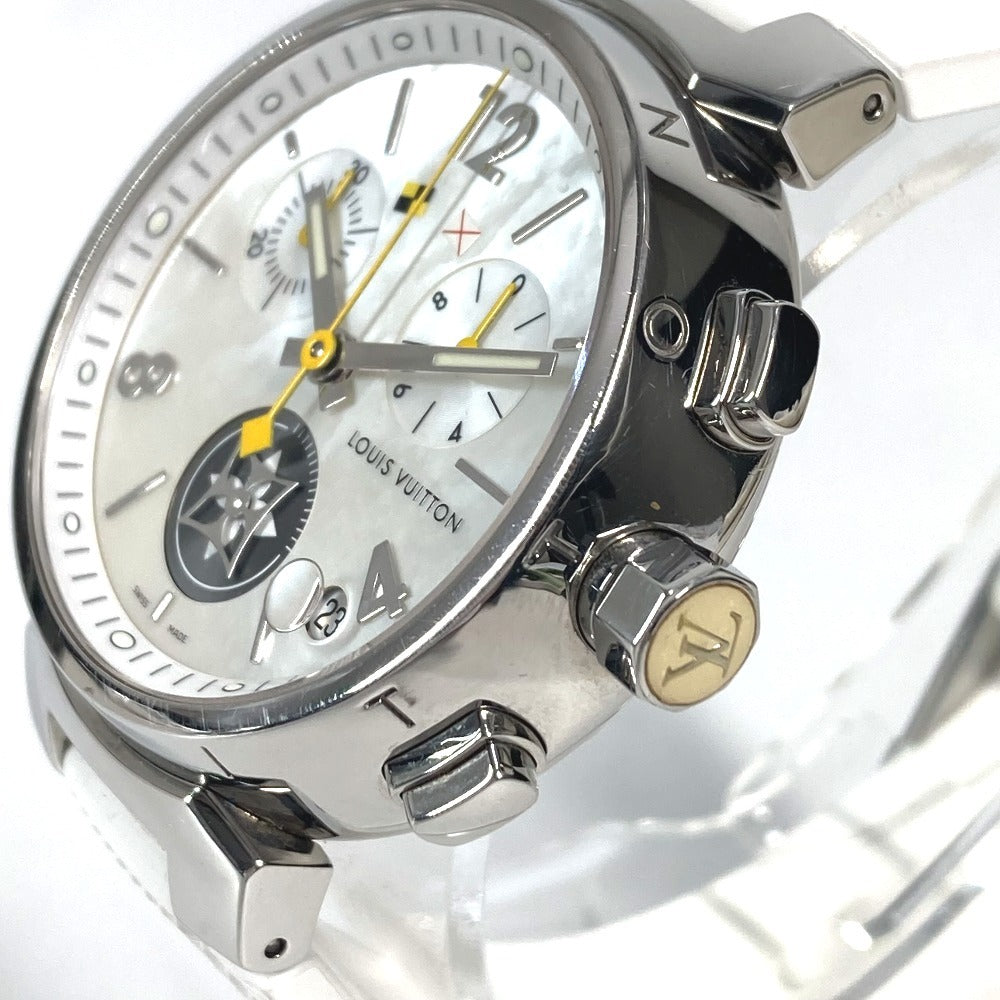 LOUIS VUITTON Q11BA タンブール ラブリーカップ クロノグラフ ウォッチ メンズウォッチ 時計 腕時計 ラバー メンズ ホワイト