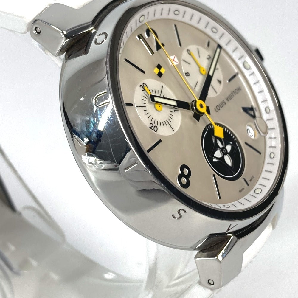 LOUIS VUITTON Q11BA タンブール ラブリーカップ クロノグラフ ウォッチ メンズウォッチ 時計 腕時計 ラバー メンズ ホワイト