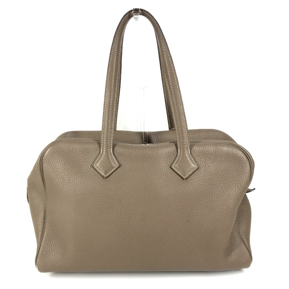HERMES ヴィクトリア35 肩掛け トートバッグ カバン ボストンバック ショルダーバッグ トリヨンクレマンス ユニセックス エトゥープ グレー