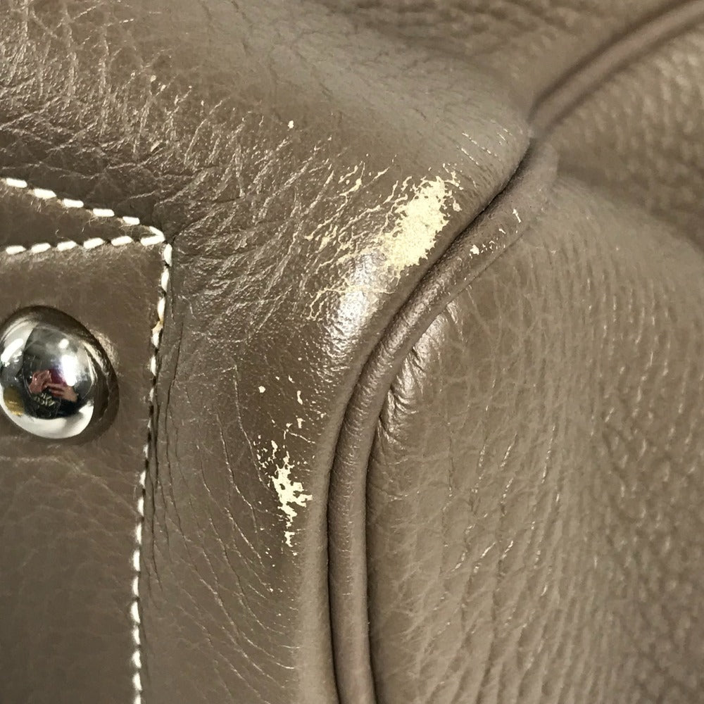 HERMES ヴィクトリア35 肩掛け トートバッグ カバン ボストンバック ショルダーバッグ トリヨンクレマンス ユニセックス エトゥープ グレー