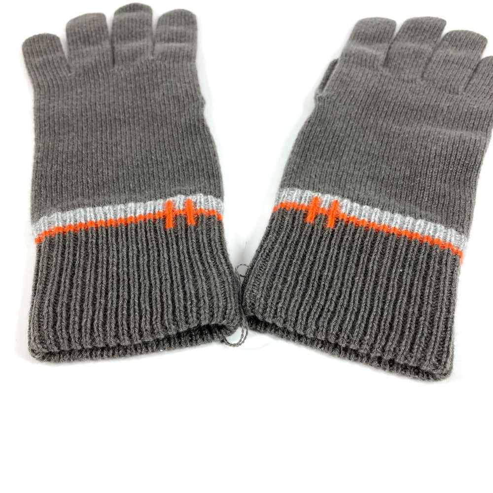 HERMES Hロゴ 手袋 《ジェイコブ》 アクセサリー グローブ 手袋 カシミヤ メンズ トゥルブ グレー
