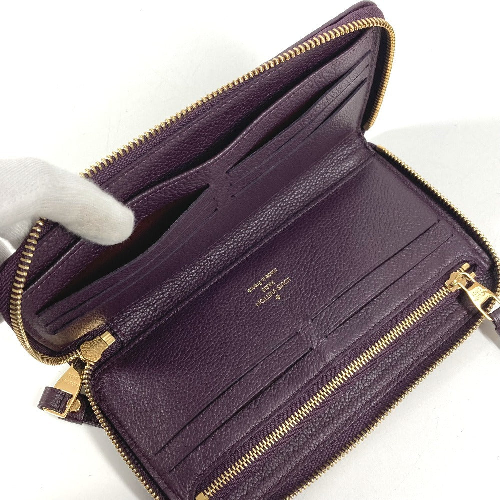 LOUIS VUITTON M60298 Monogram Empreinte Portefeuille Secret Long Long Wallet Round Zipper Long Wallet Monogram Empreinte Leather Unisex Aube Purple