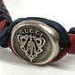 GUCCI Leather Bracelet, Logo Crest, Accessories, Jewelry, Braided Leather Bracelet, Unisex, Navy