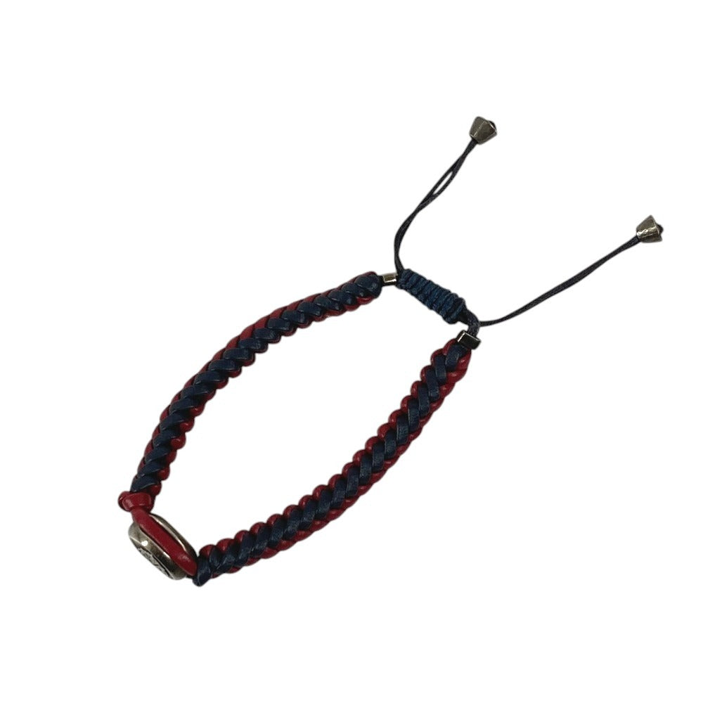 GUCCI Leather Bracelet, Logo Crest, Accessories, Jewelry, Braided Leather Bracelet, Unisex, Navy