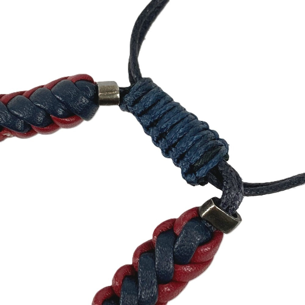 GUCCI Leather Bracelet, Logo Crest, Accessories, Jewelry, Braided Leather Bracelet, Unisex, Navy