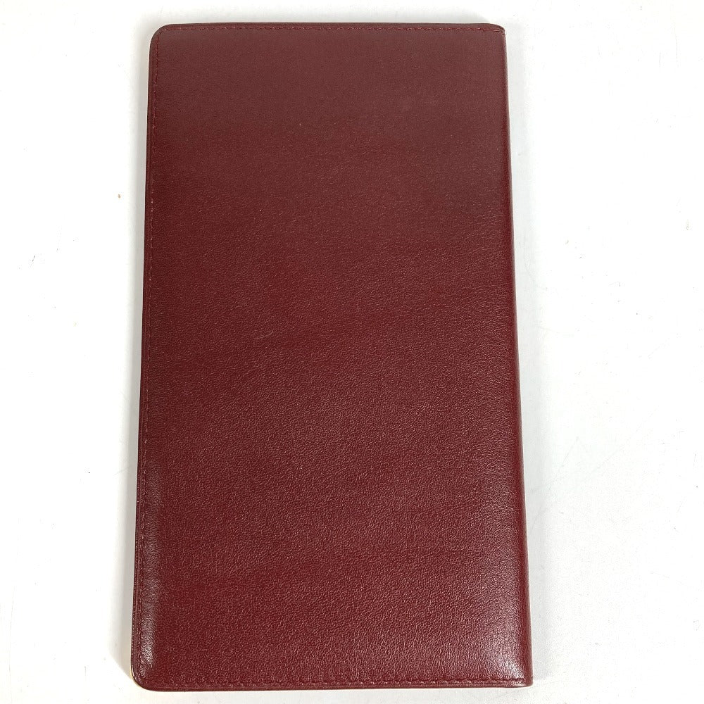 CARTIER Must Line Logo Billfold Long Wallet Long Bill Compartment Leather Unisex Wine Red
