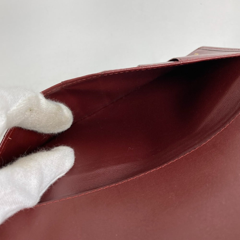CARTIER Must Line Logo Billfold Long Wallet Long Bill Compartment Leather Unisex Wine Red