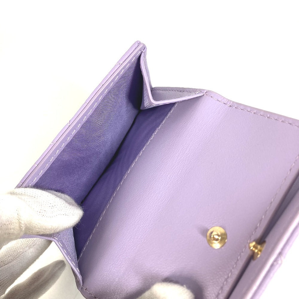 Dior 日本限定 レディディオール lady dior ロータスウォレット 財布 ハートカナージュ コンパクトウォレット 3つ折り財布 ラムスキン レディース ライラック パープル