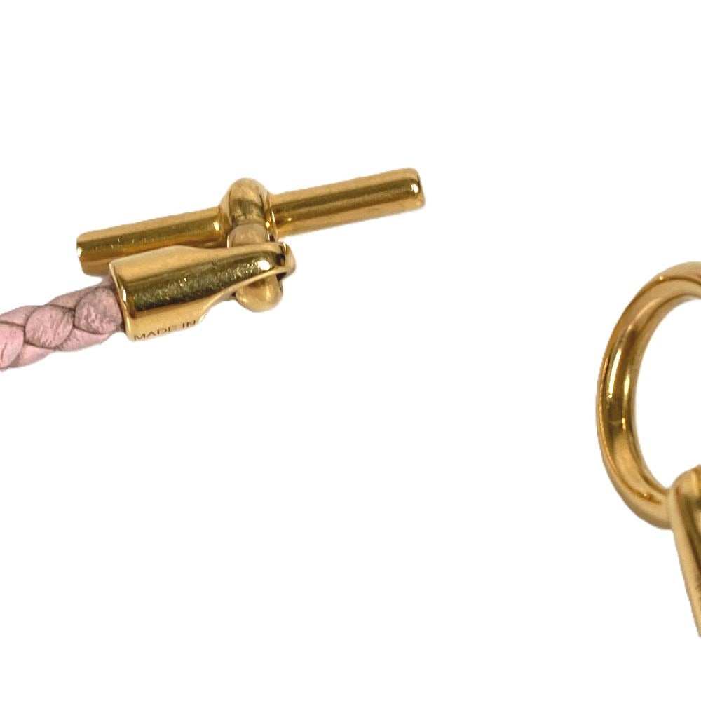 HERMES グレナン 編み込み バングル アクセサリー ブレスレット レザー ユニセックス ライトピンク