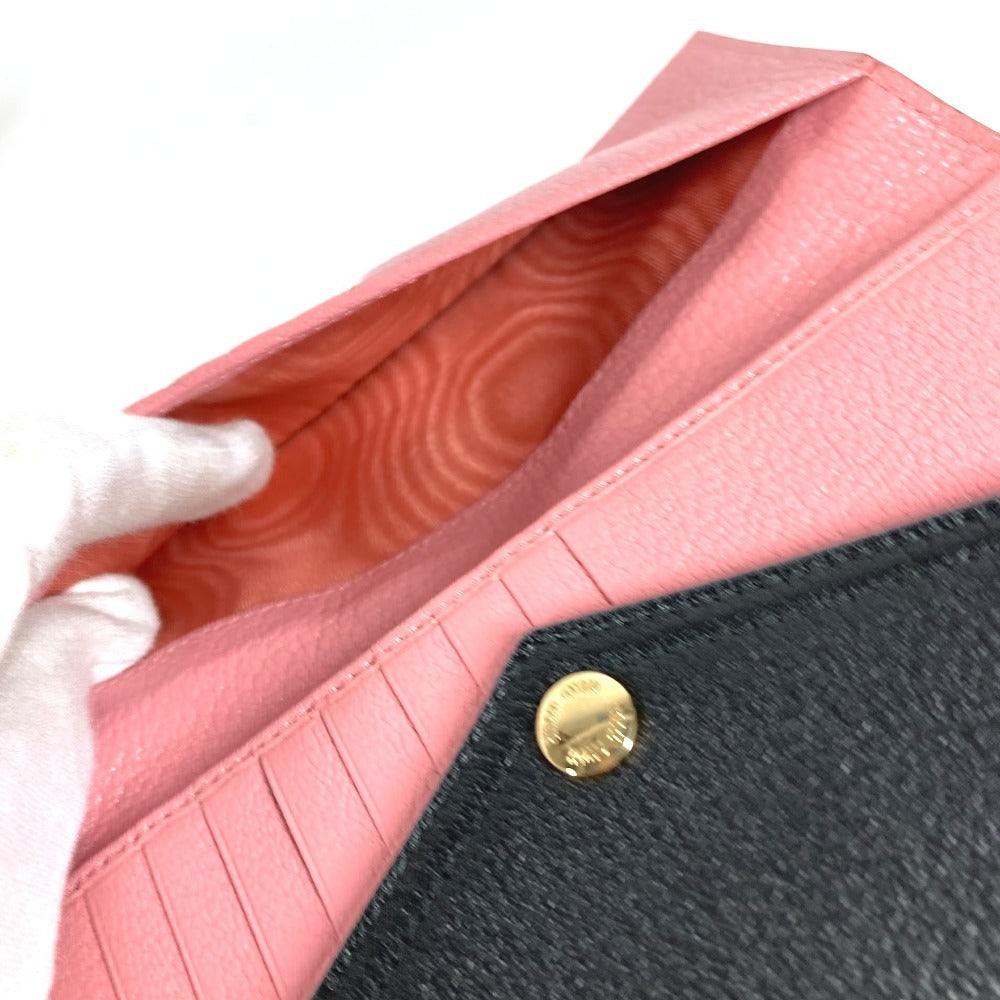 MIUMIU 5MH013 マドラス ロゴ バイカラー フラップ ロングウォレット 2つ折り 長財布 レザー ユニセックス ピンク