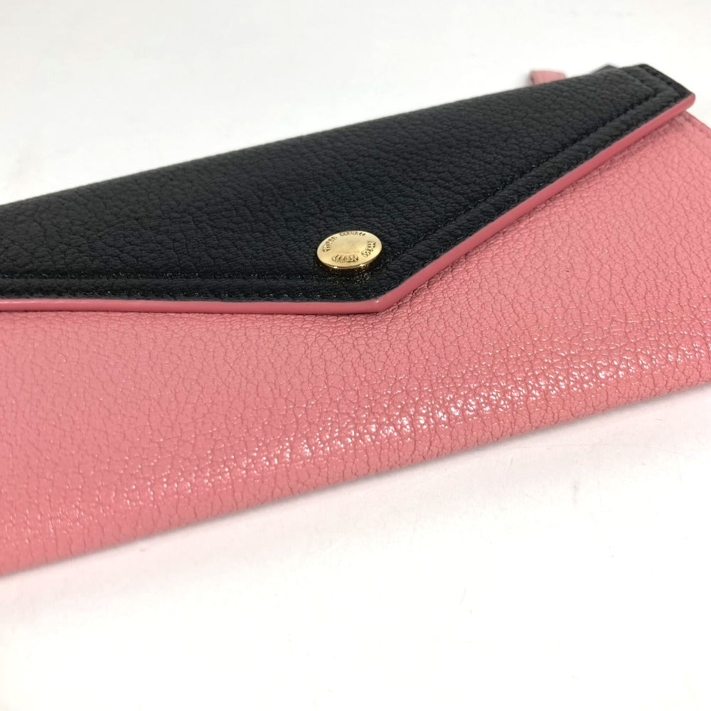 MIUMIU 5MH013 マドラス ロゴ バイカラー フラップ ロングウォレット 2つ折り 長財布 レザー ユニセックス ピンク