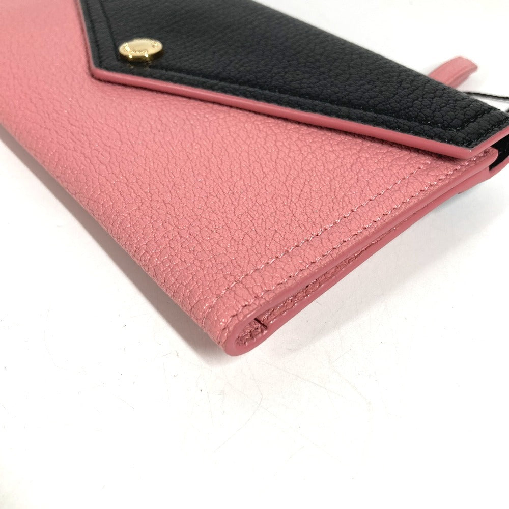 MIUMIU 5MH013 マドラス ロゴ バイカラー フラップ ロングウォレット 2つ折り 長財布 レザー ユニセックス ピンク