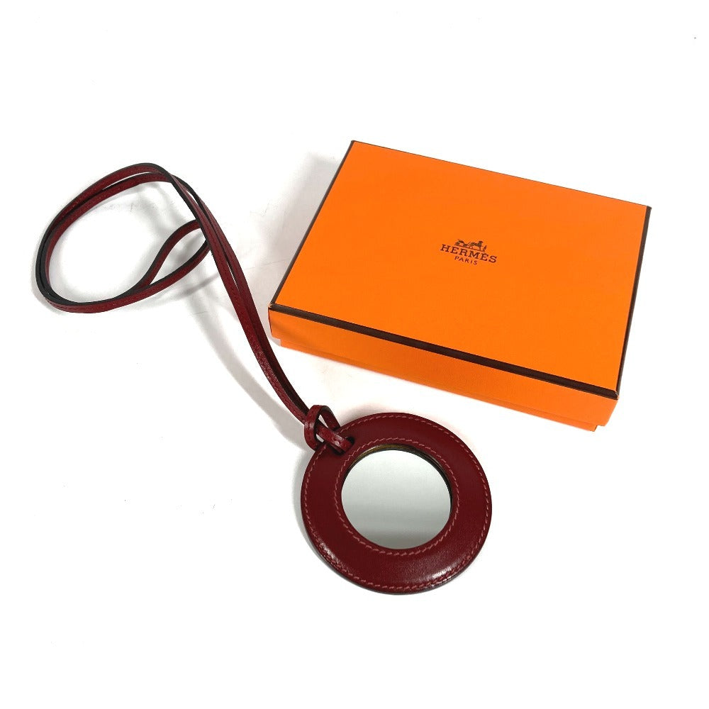 HERMES ミラー 鏡 アクセサリー ジュエリー チョーカー ネックレス レザー ユニセックス ブラウン