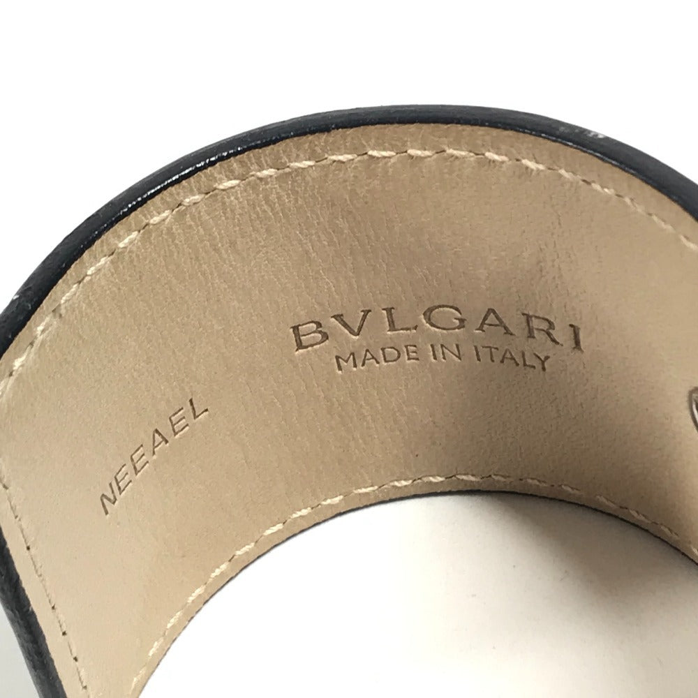 BVLGARI Bvlgari Bvlgari Logo Bangle Accessory Jewelry Bracelet Leather Black/Silver Used