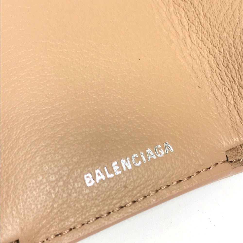 BALENCIAGA 391446 Paper mini wallet Compact Wallet Trifold wallet Leather Beige Used
