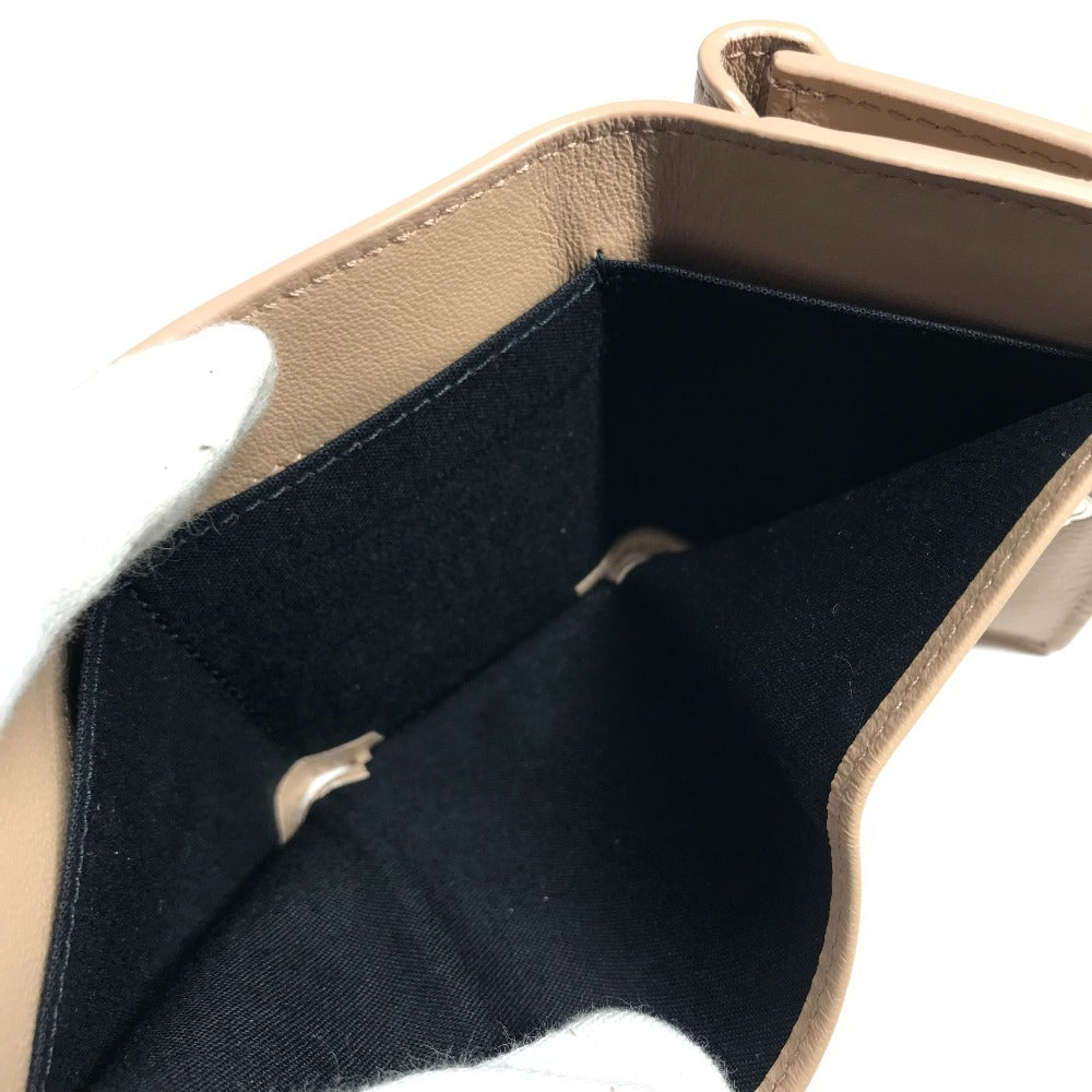 BALENCIAGA 391446 Paper mini wallet Compact Wallet Trifold wallet Leather Beige Used