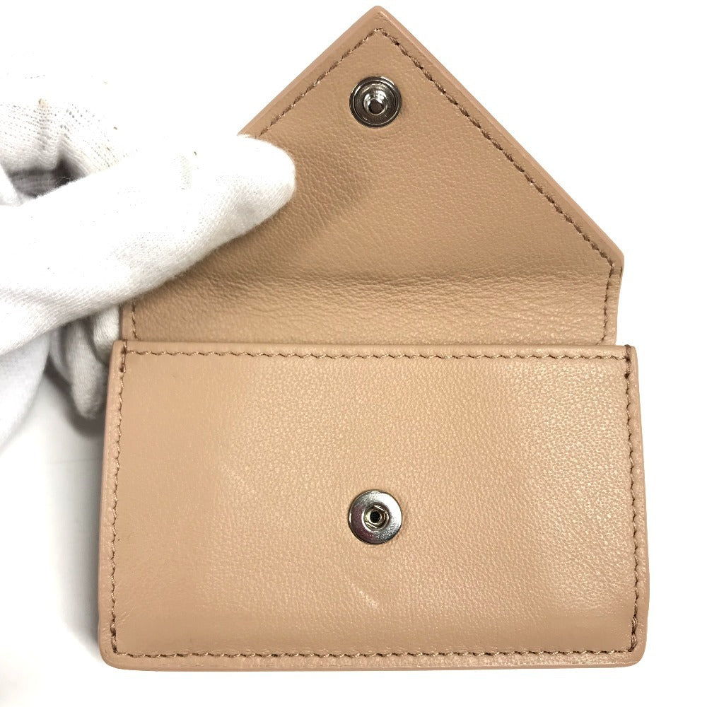 BALENCIAGA 391446 Paper mini wallet Compact Wallet Trifold wallet Leather Beige Used