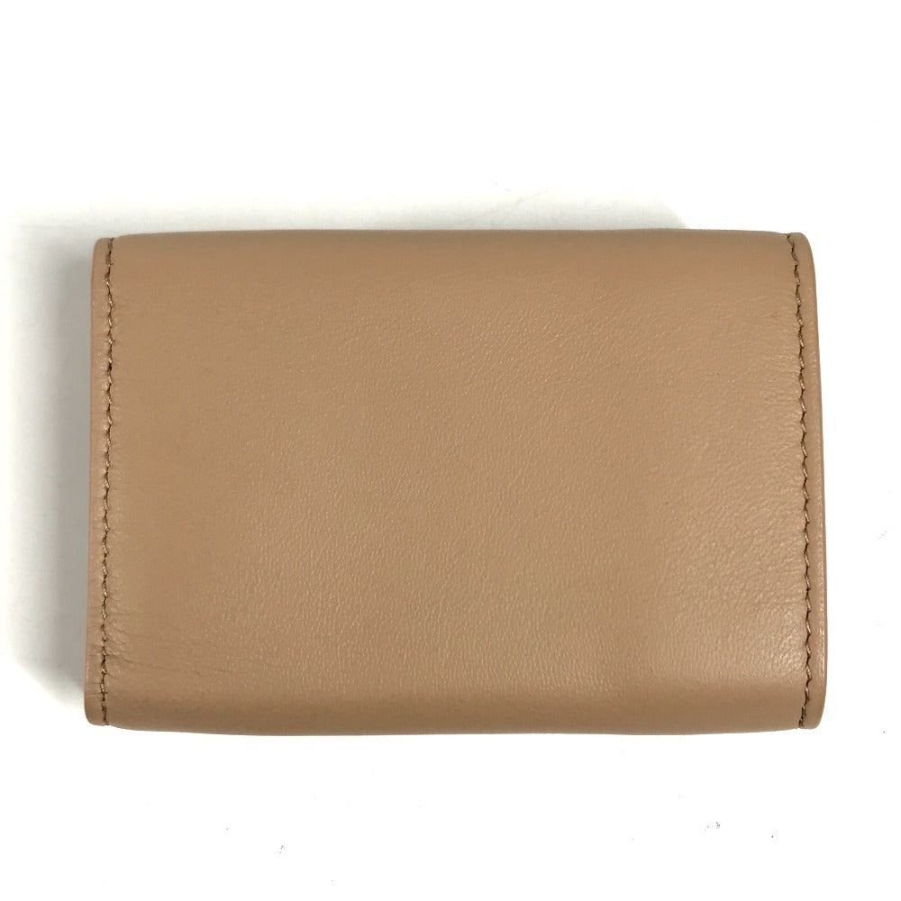 BALENCIAGA 391446 Paper mini wallet Compact Wallet Trifold wallet Leather Beige Used