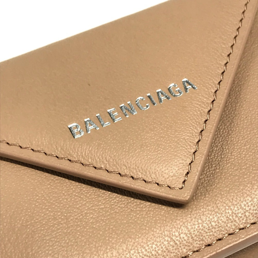 BALENCIAGA 391446 Paper mini wallet Compact Wallet Trifold wallet Leather Beige Used