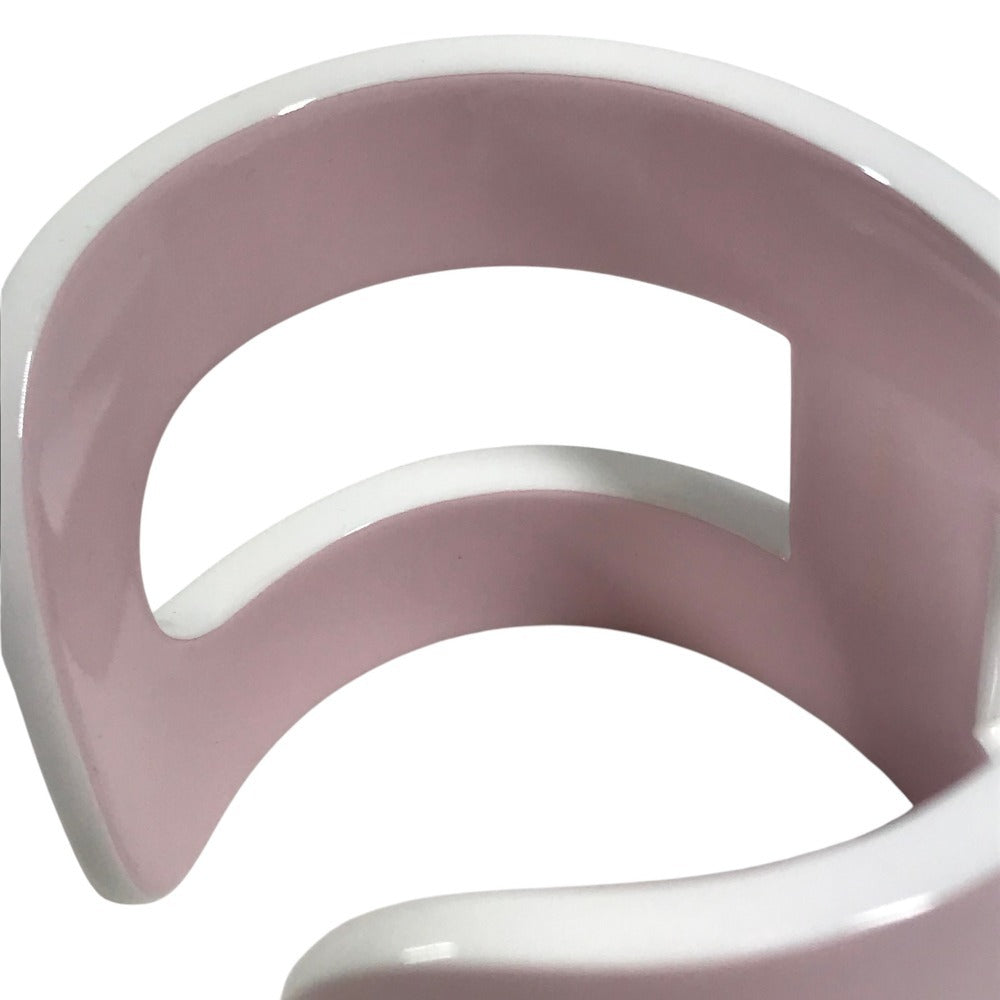 HERMES Anno Bangle Accessory Jewelry Bracelet lacquer pink/White Used