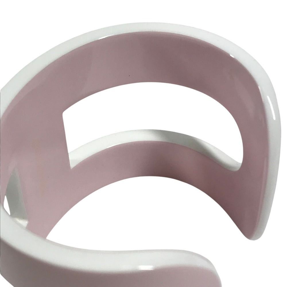 HERMES Anno Bangle Accessory Jewelry Bracelet lacquer pink/White Used