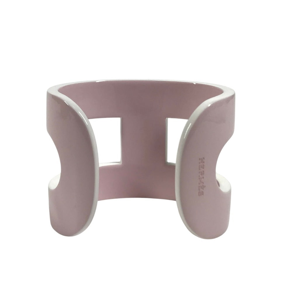 HERMES Anno Bangle Accessory Jewelry Bracelet lacquer pink/White Used