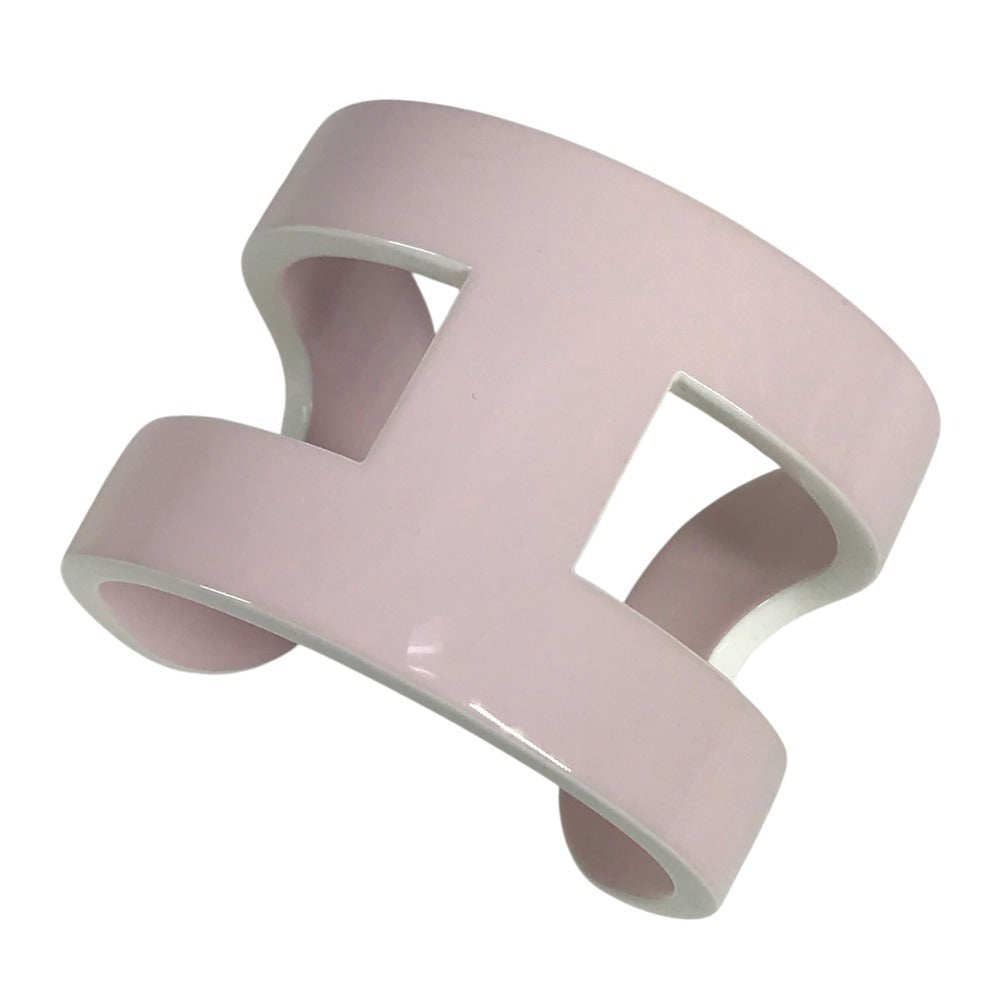 HERMES Anno Bangle Accessory Jewelry Bracelet lacquer pink/White Used
