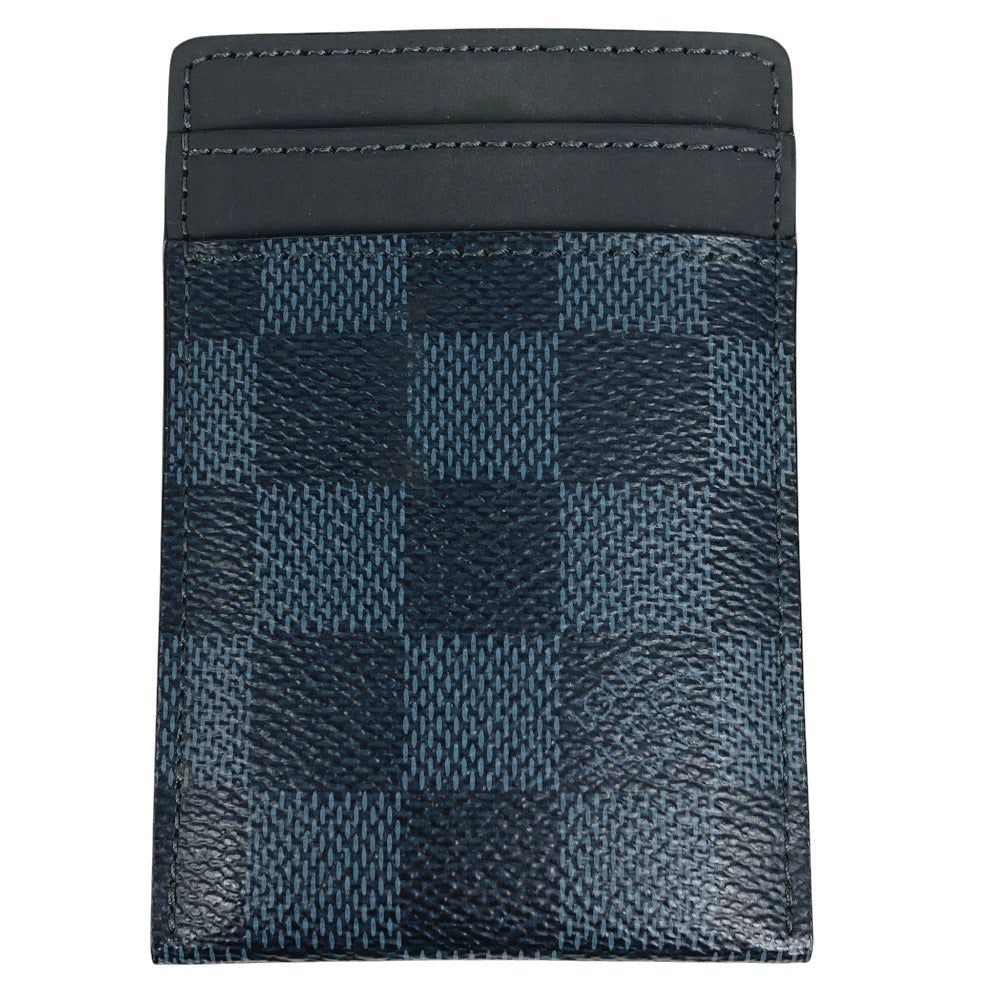 LOUIS VUITTON N63217 Damier Cobalt Porte Cartes Pants Porte Cartes Pants Business card holder, pass case, with money clip Card Case Damier Cobalt Canvas Navy Used